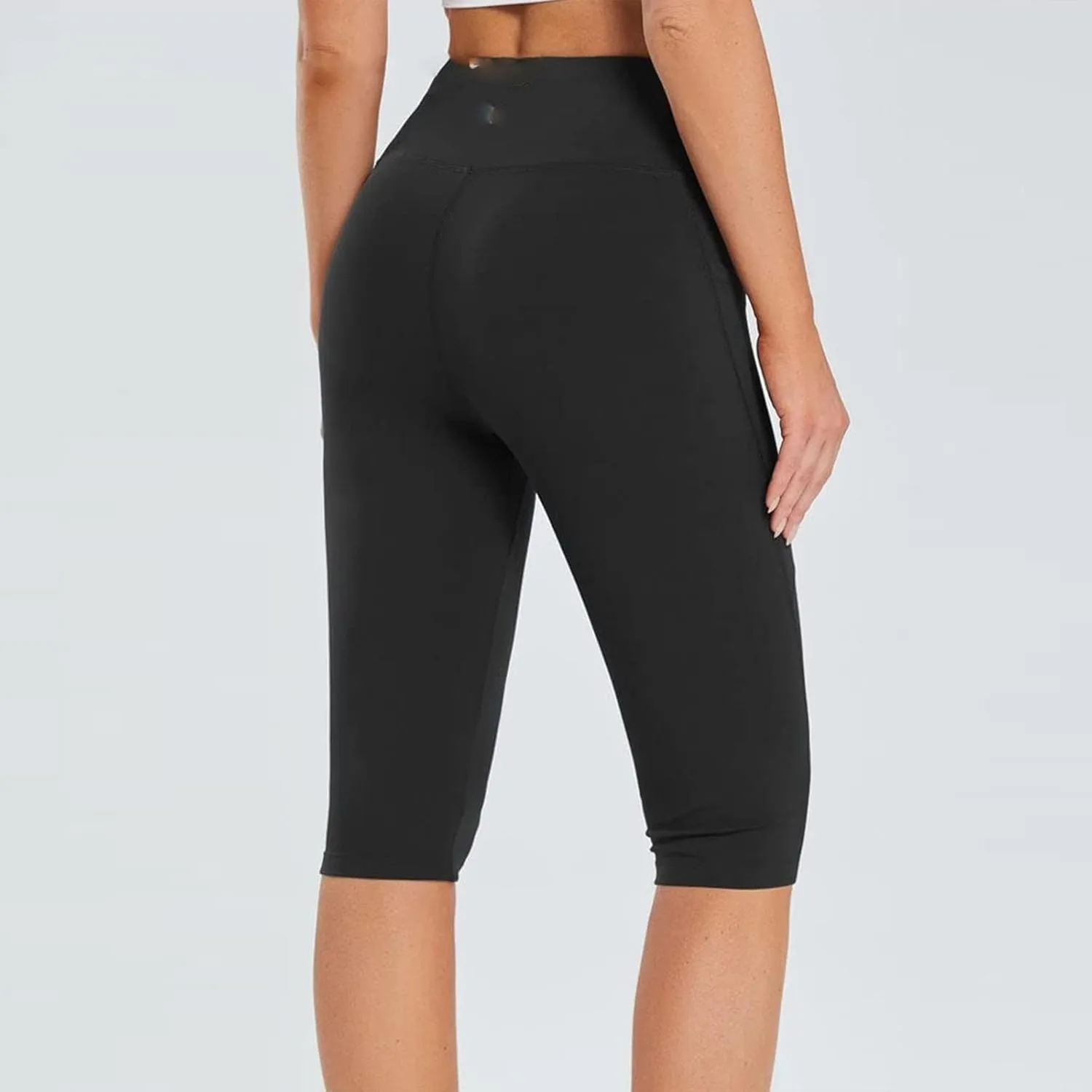 Hvyesh Womens High Waisted Yoga Capri Leggings Tummy Control Stretchy Pants Workout Shorts Gym Active Exercise