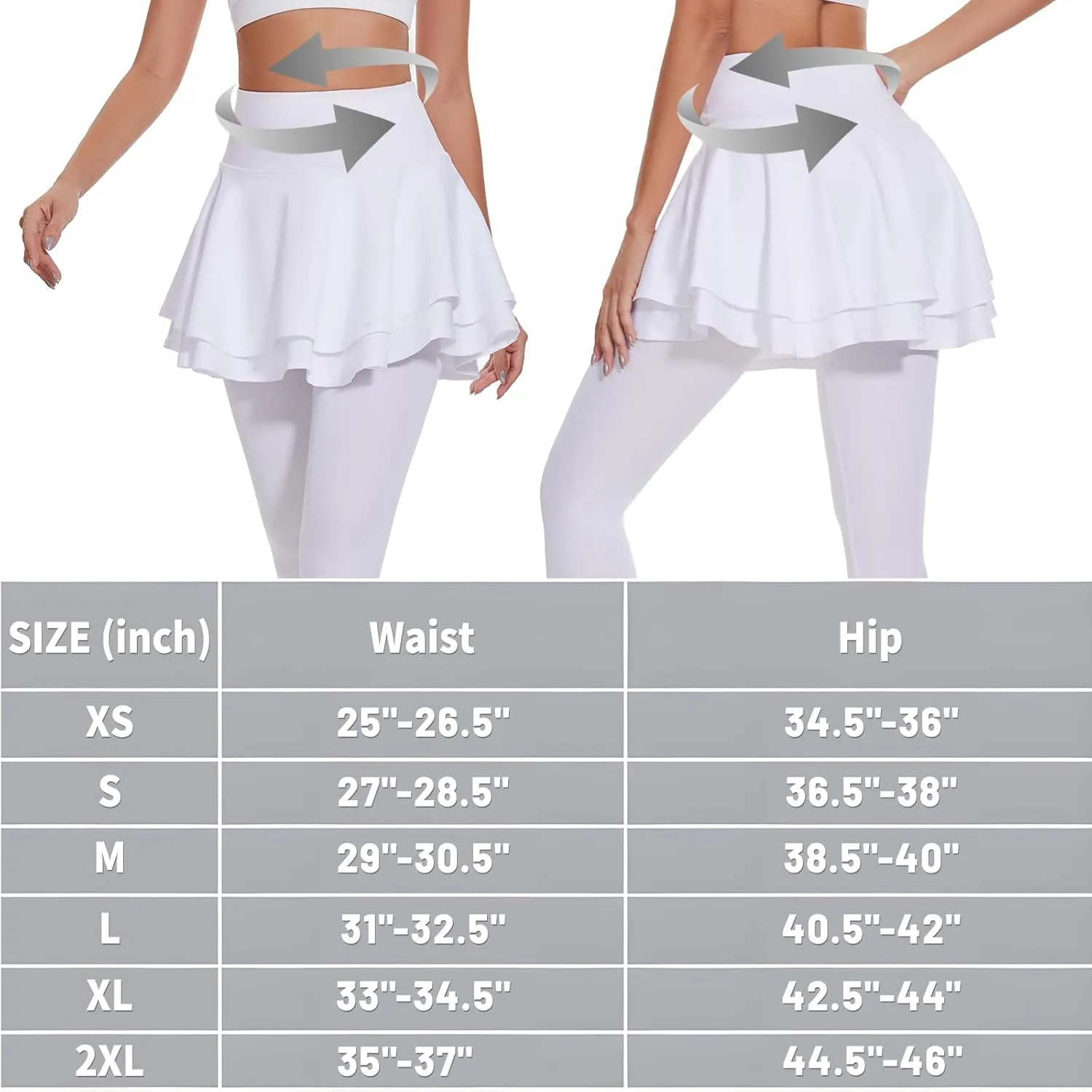 Ibeauti Womens UPF 50  Yoga Skirted Capri Leggings Golf Tennis Pants with Skirt for Running Workout Active