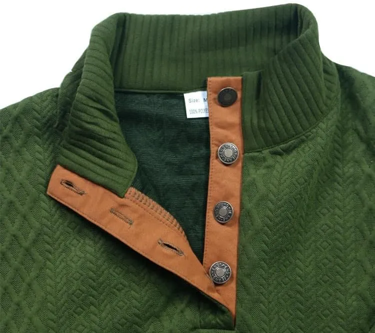Icelandic Sweater Men,Mens Sweater with Elbow Patches,Vintage Pullover Collar Sweater