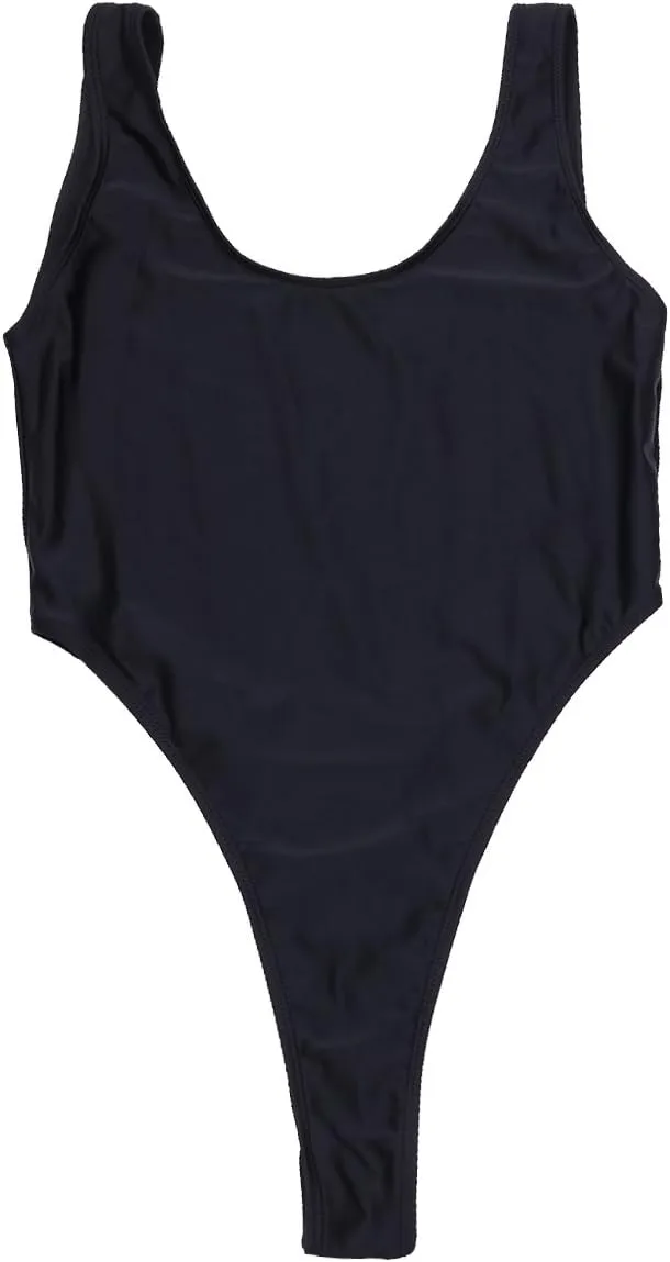 iEFiEL Women High Cut Backless Thong Leotard One-Piece Bathing Suit