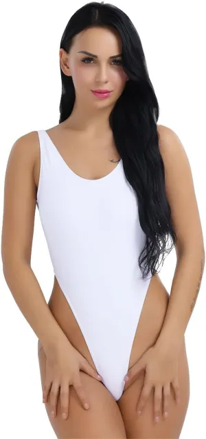 iEFiEL Women High Cut Backless Thong Leotard One-Piece Bathing Suit