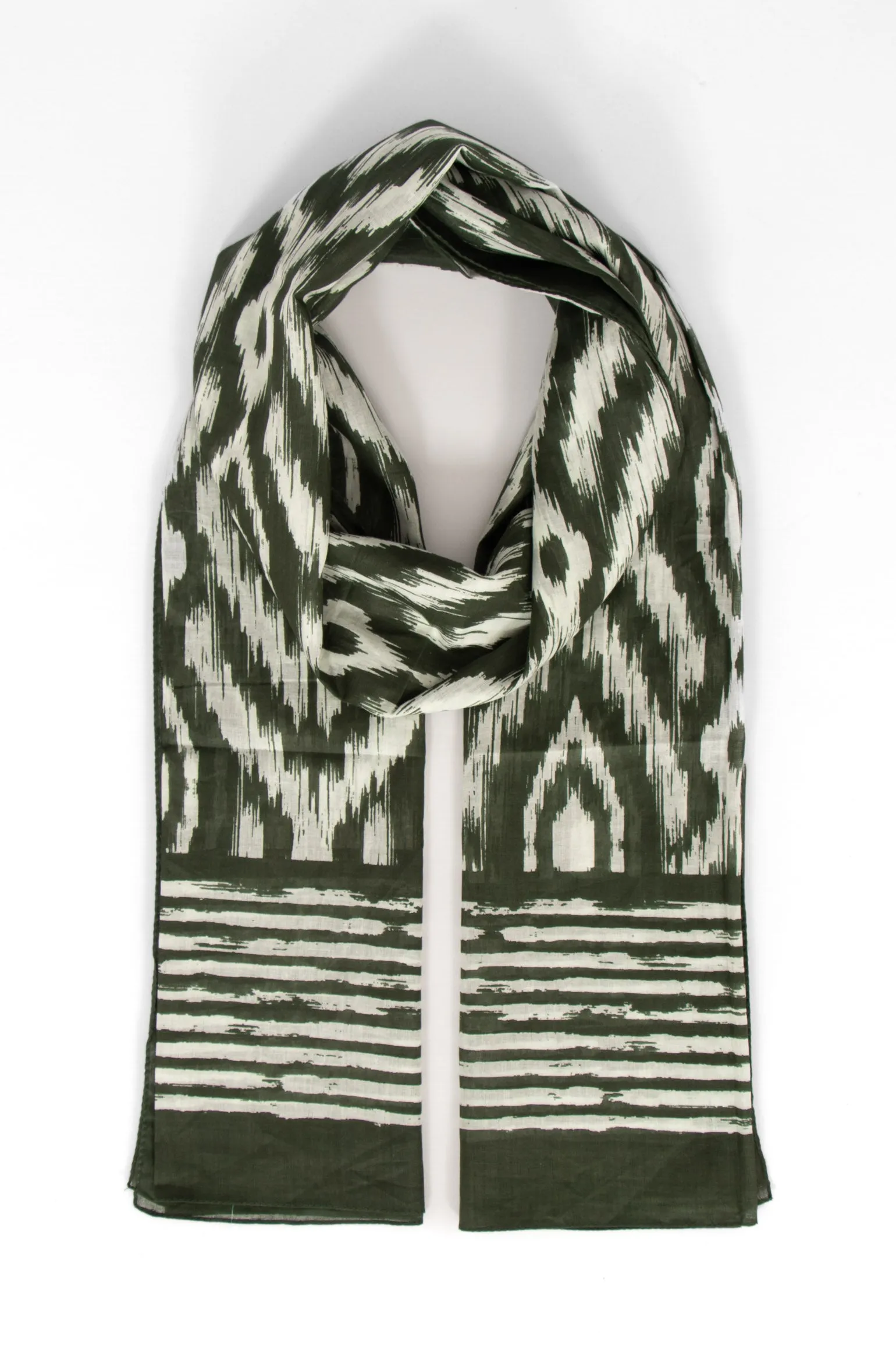 Indie Lightweight Cotton Scarf  - Khaki, Aztec