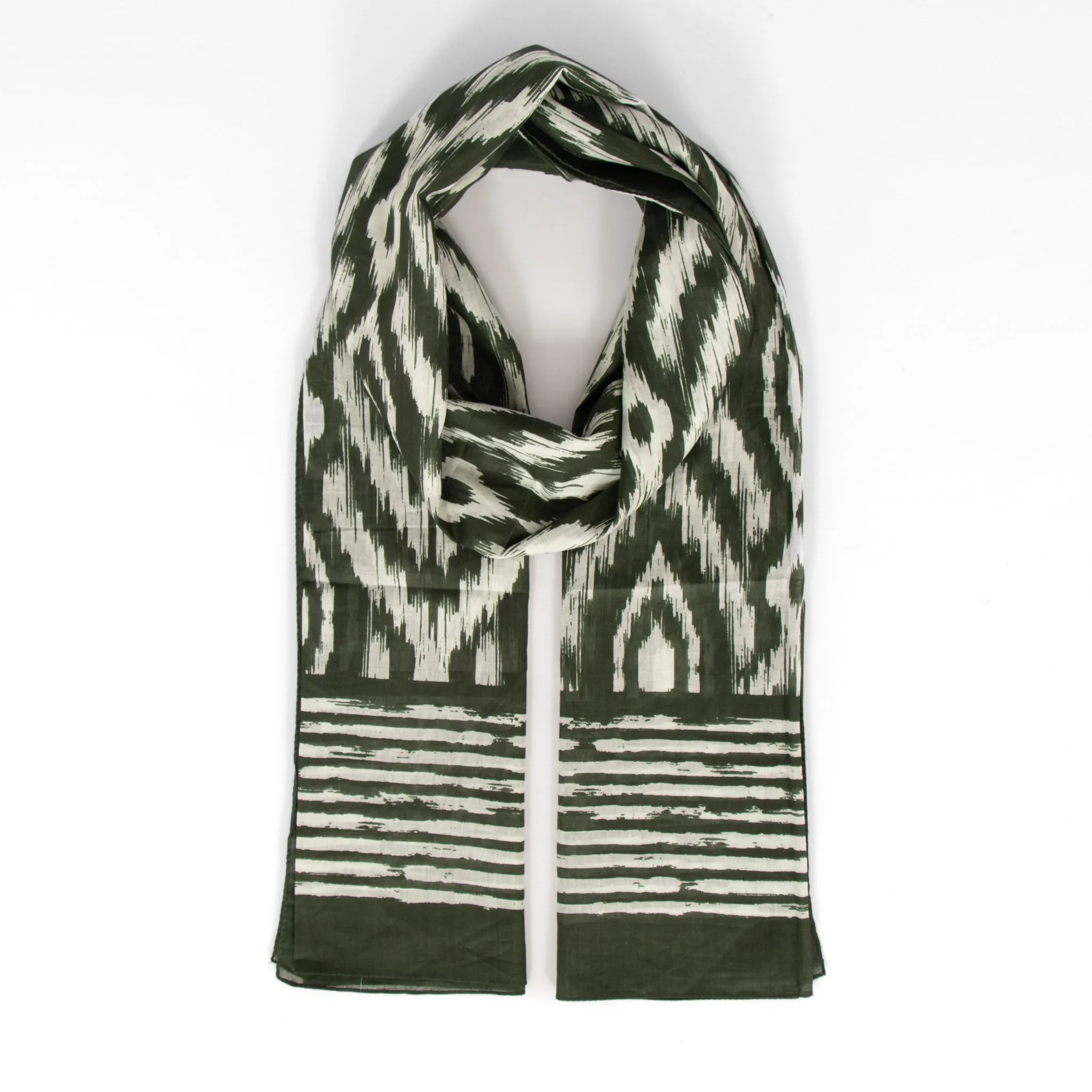 Indie Lightweight Cotton Scarf  - Khaki, Aztec