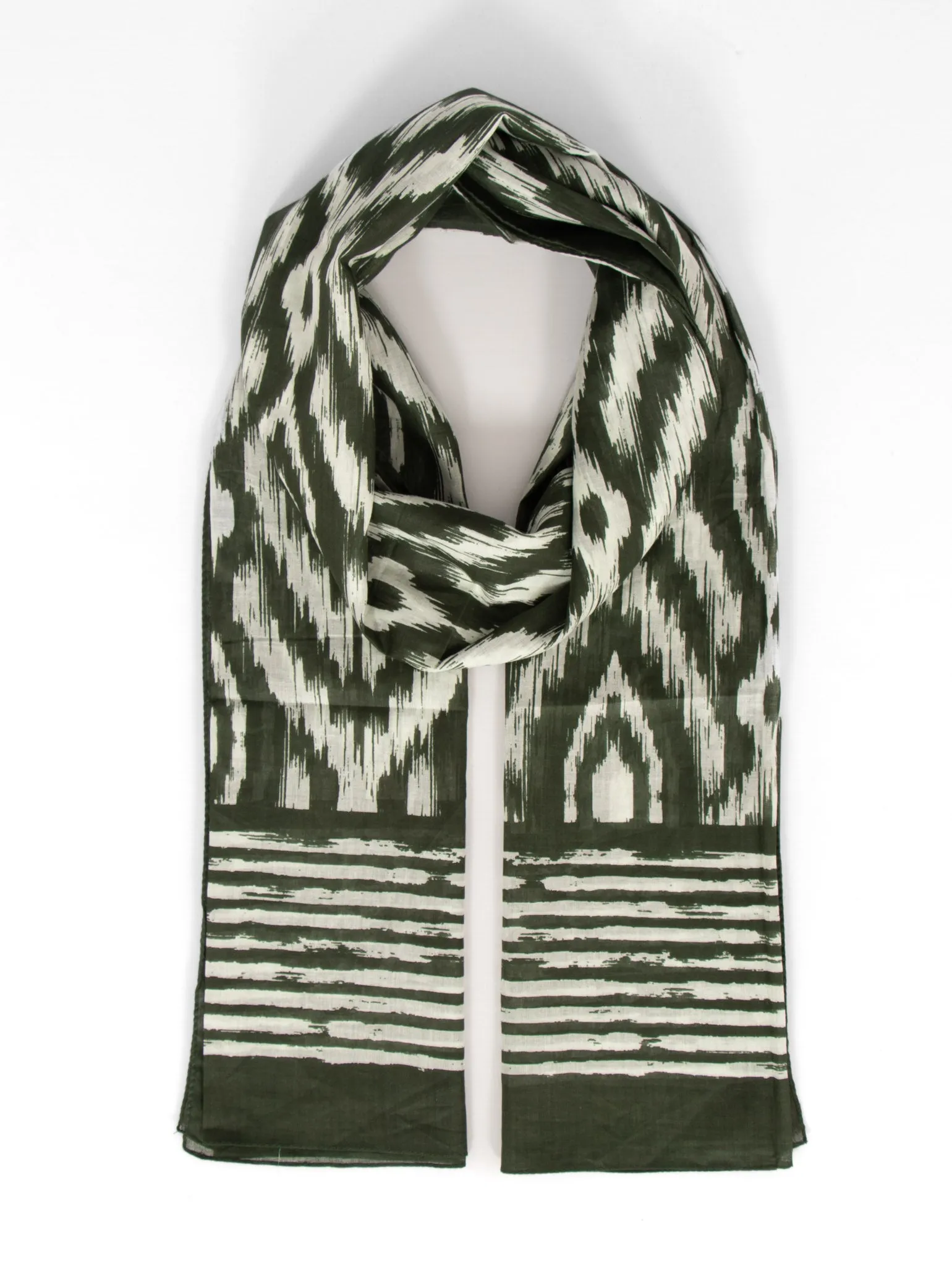 Indie Lightweight Cotton Scarf  - Khaki, Aztec