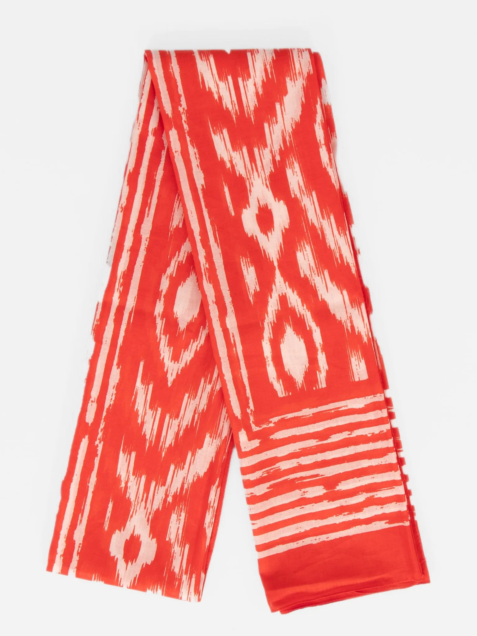 Indie Lightweight Cotton Scarf - Red, Aztec