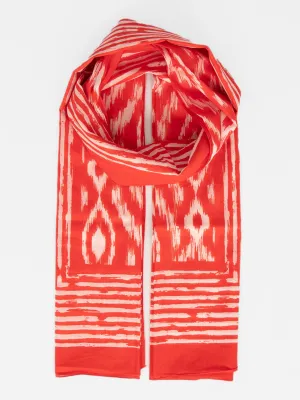 Indie Lightweight Cotton Scarf - Red, Aztec