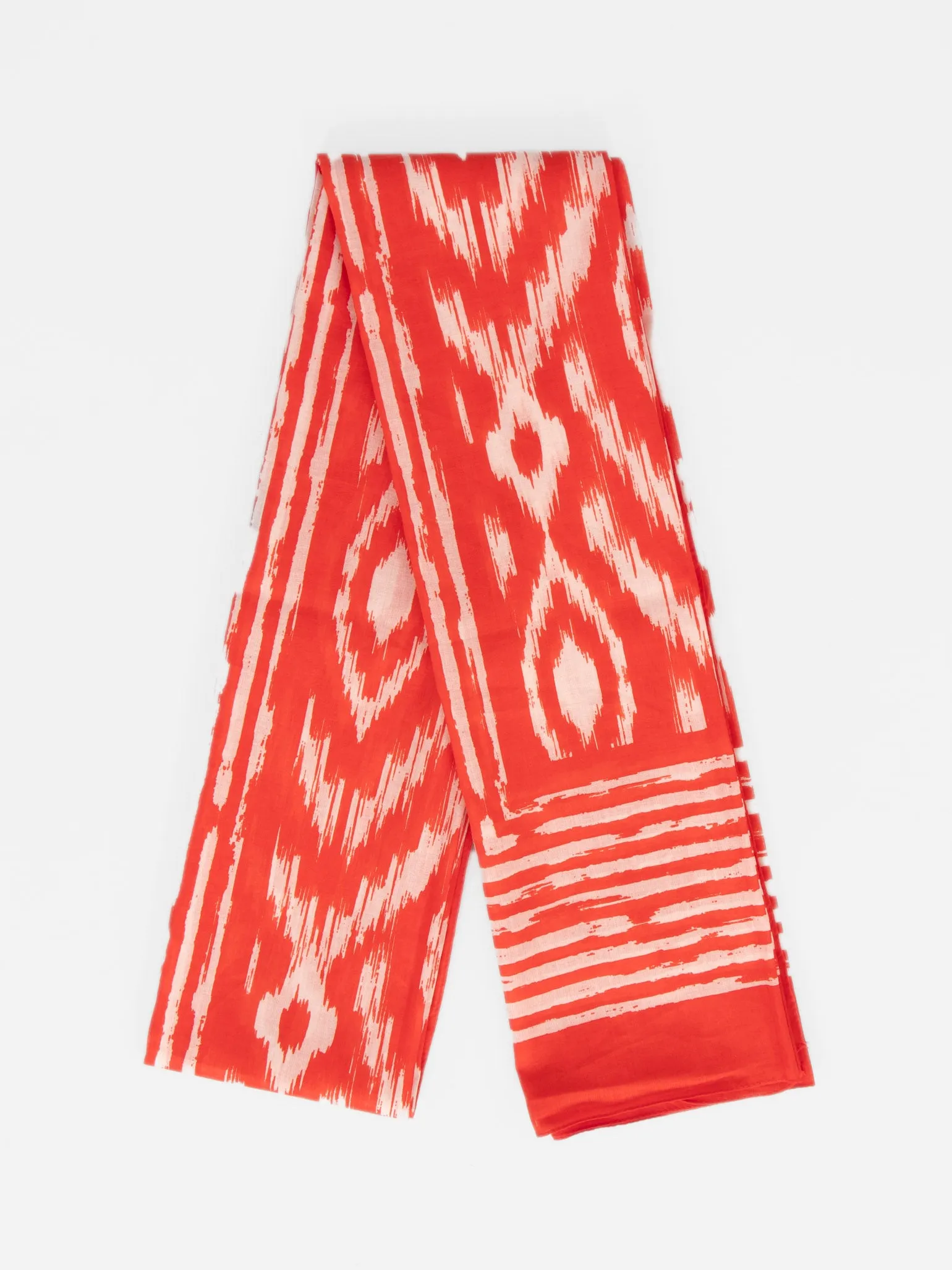 Indie Lightweight Cotton Scarf - Red, Aztec