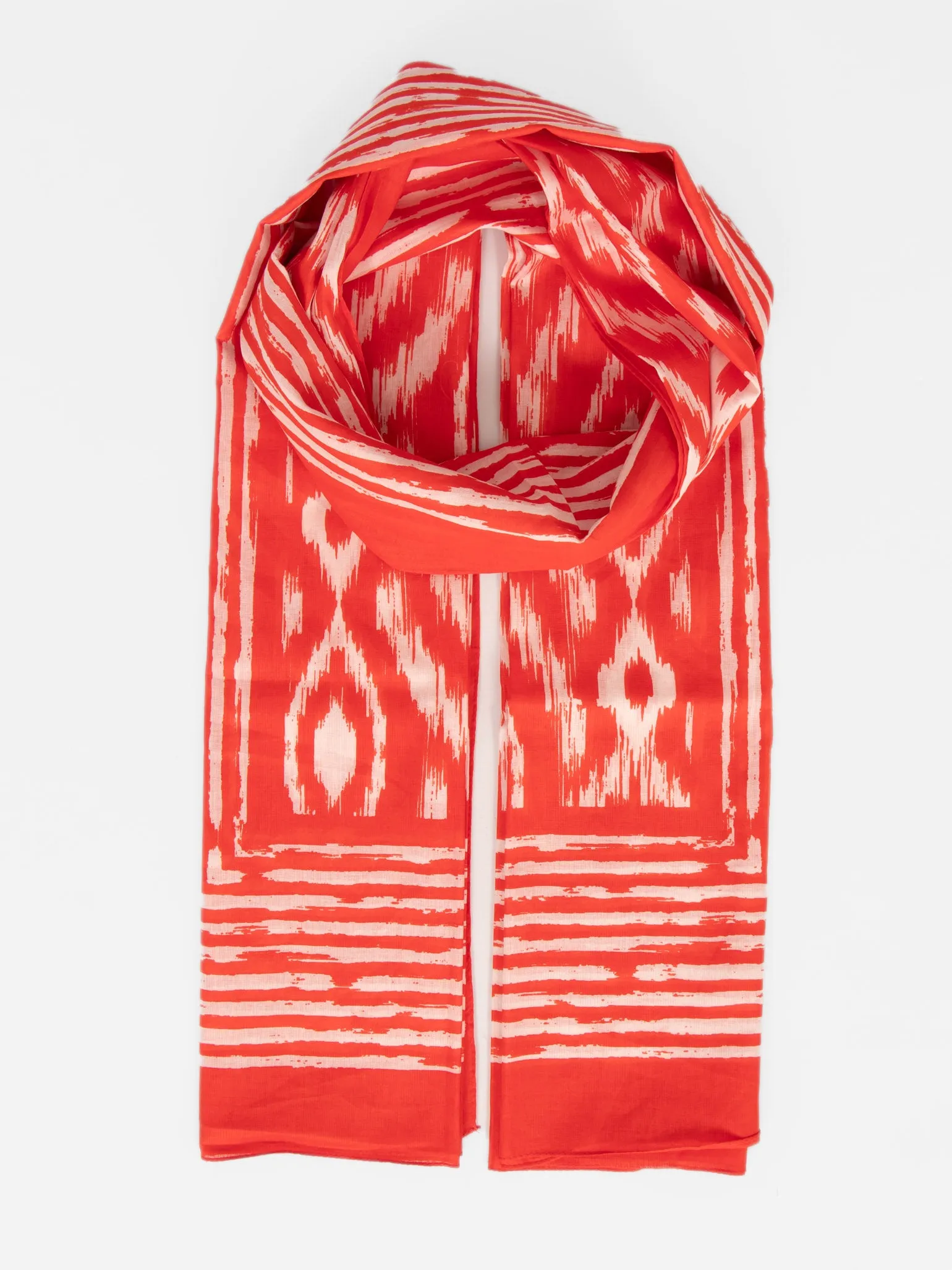 Indie Lightweight Cotton Scarf - Red, Aztec
