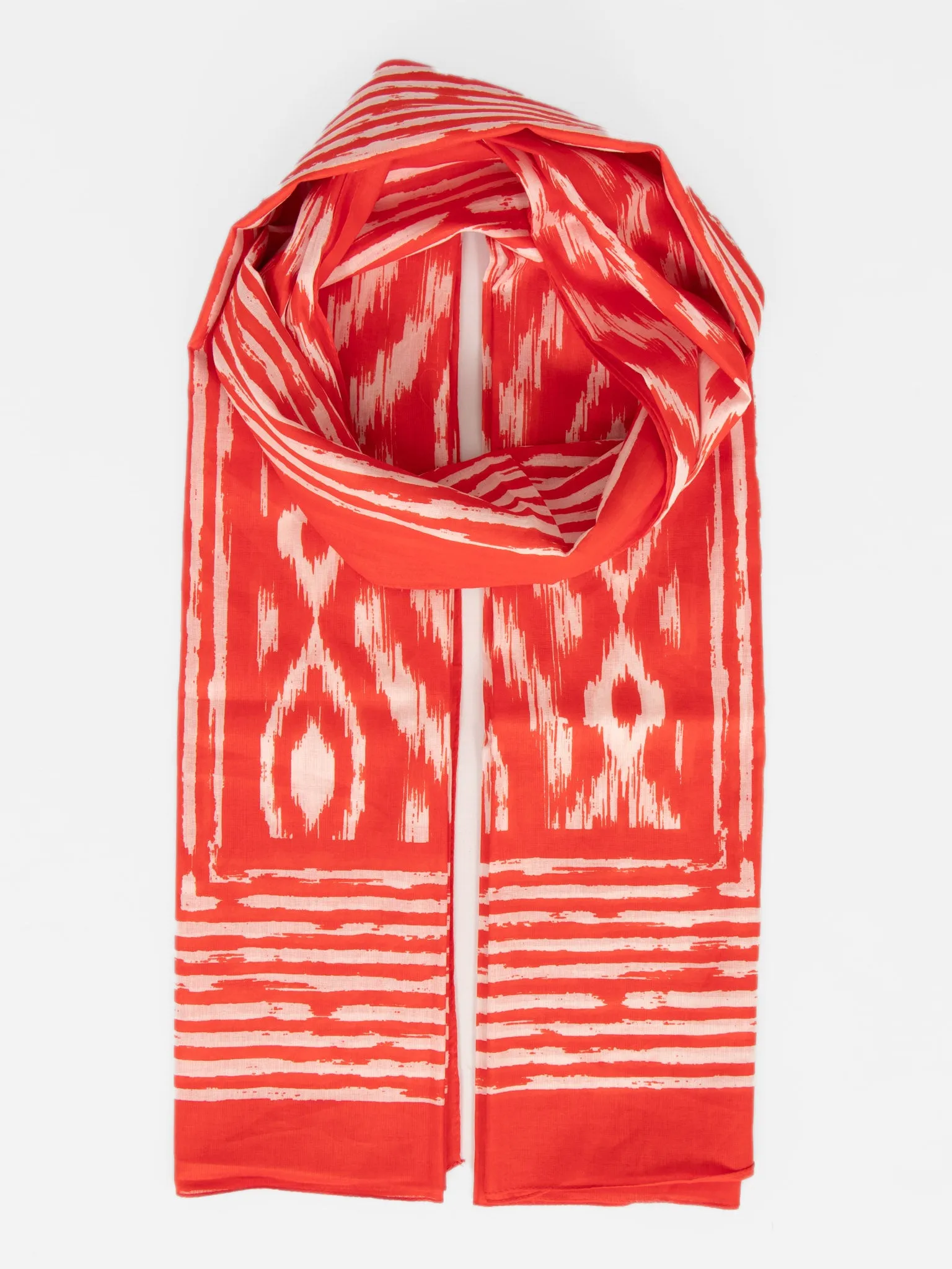 Indie Lightweight Cotton Scarf - Red, Aztec