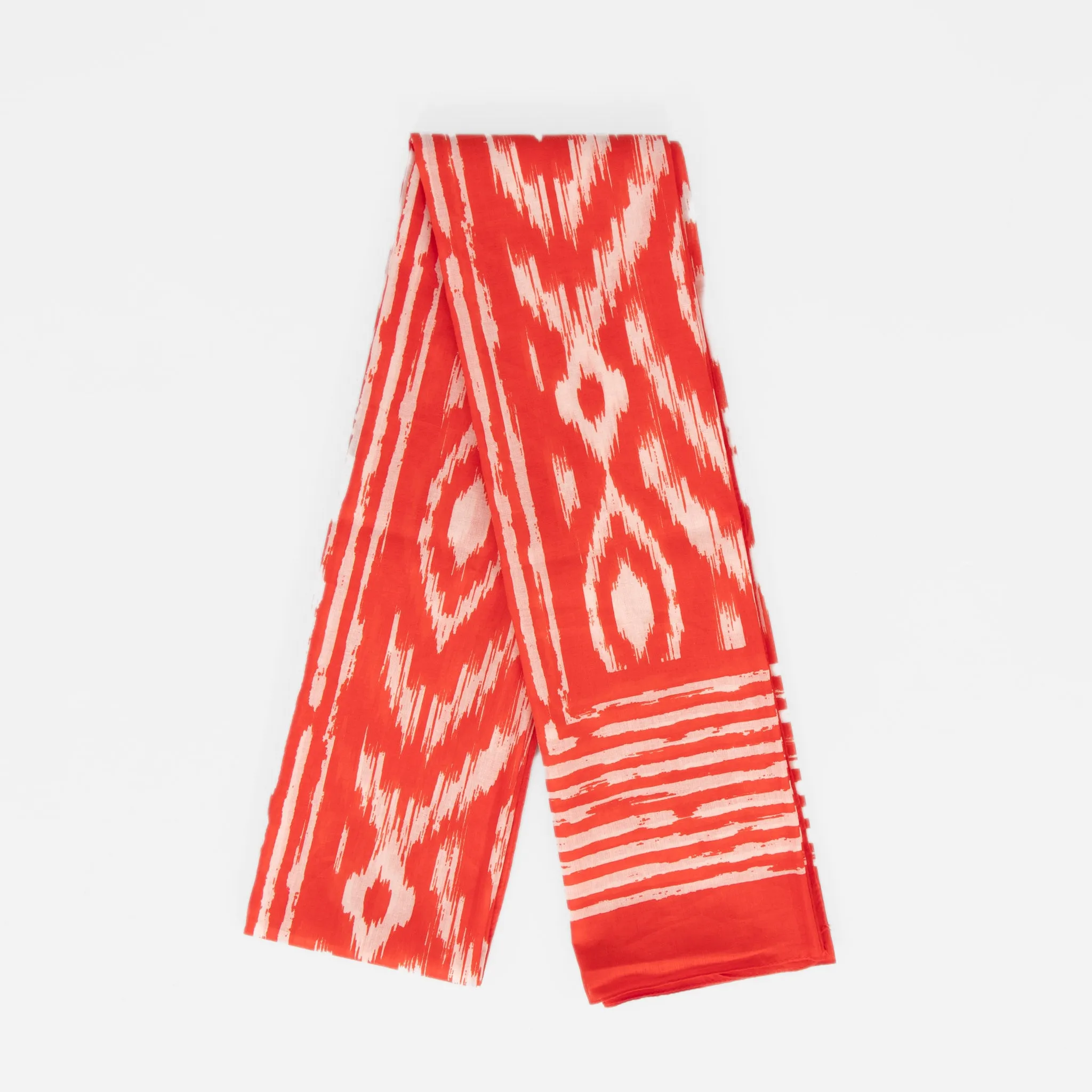 Indie Lightweight Cotton Scarf - Red, Aztec