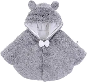 Infant Baby Cape Windbreaker Spring Winter Outings Coat Girls Cape Boys Grey Bear Nylon Jacket