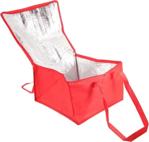 Insulated Food Bag Large Capacity Takeout Bag for Picnic Cake and Pizza Non Woven for Grocery Shopping and Travel Zipper Closure Easy to Carry Random Color