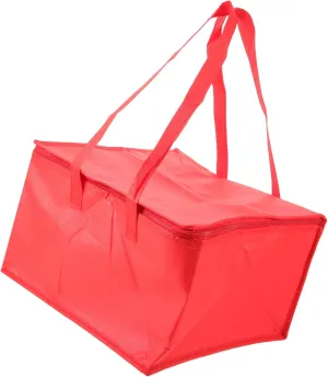 Insulated Grocery Bag for Food Transport Large Capacity Picnic Pizza Carrying Bag Portable Cooler with Zipper for Catering Takeout Traveling Picnics Random Color