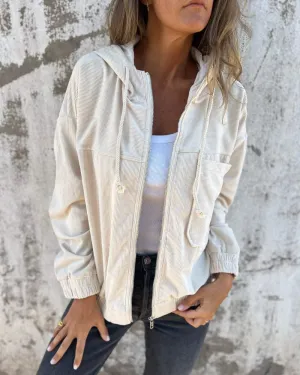 Isla - Corduroy Hooded Zip Jacket