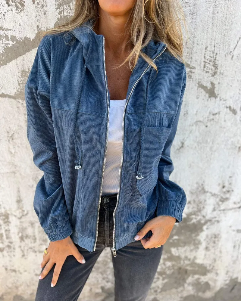 Isla - Corduroy Hooded Zip Jacket
