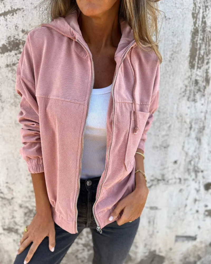 Isla - Corduroy Hooded Zip Jacket