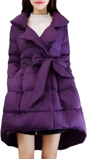 Jackets for Women Long Coat Women Parkas Warm Padded Cotton Jacket with Belt Womens Clothing Outwear