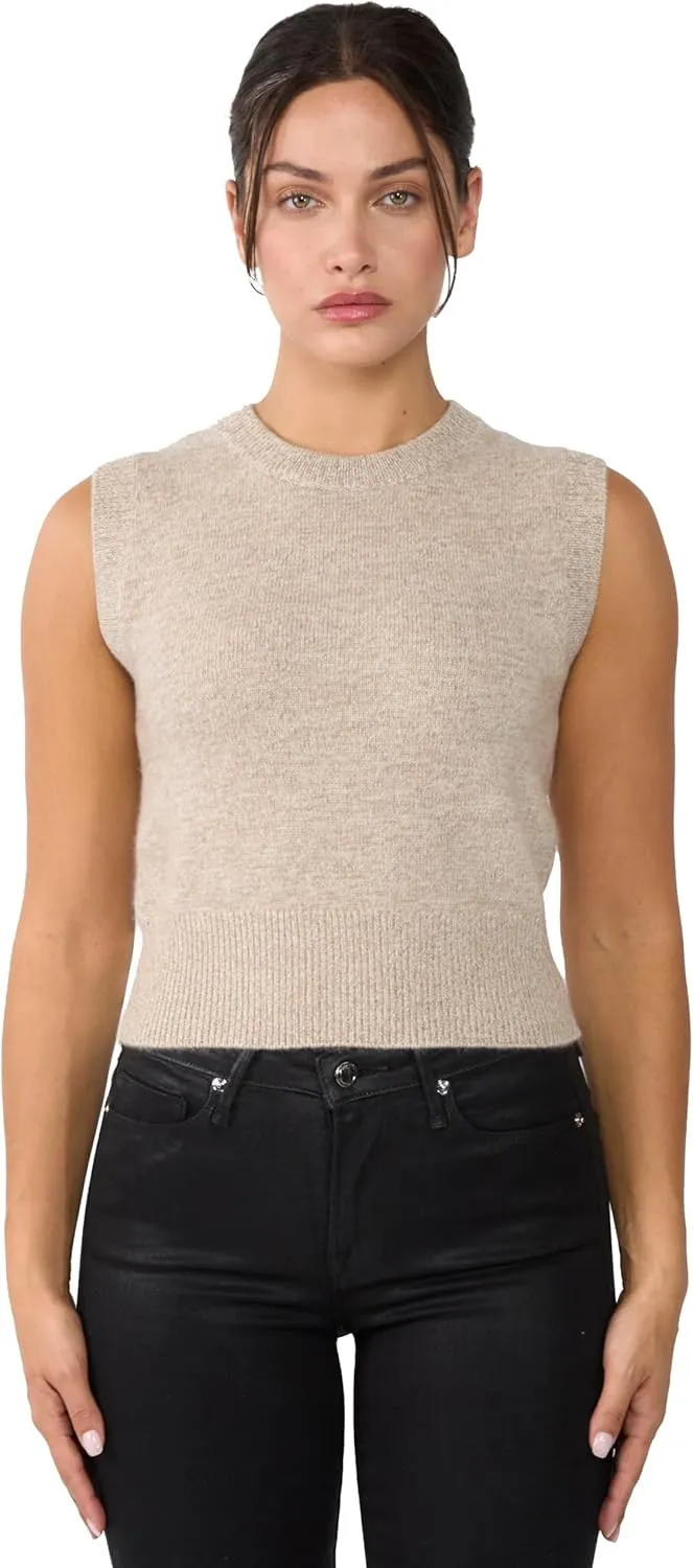 JENNIE LIU Womens 100% Cashmere Crewneck Chunky-Knit Sweater Vest