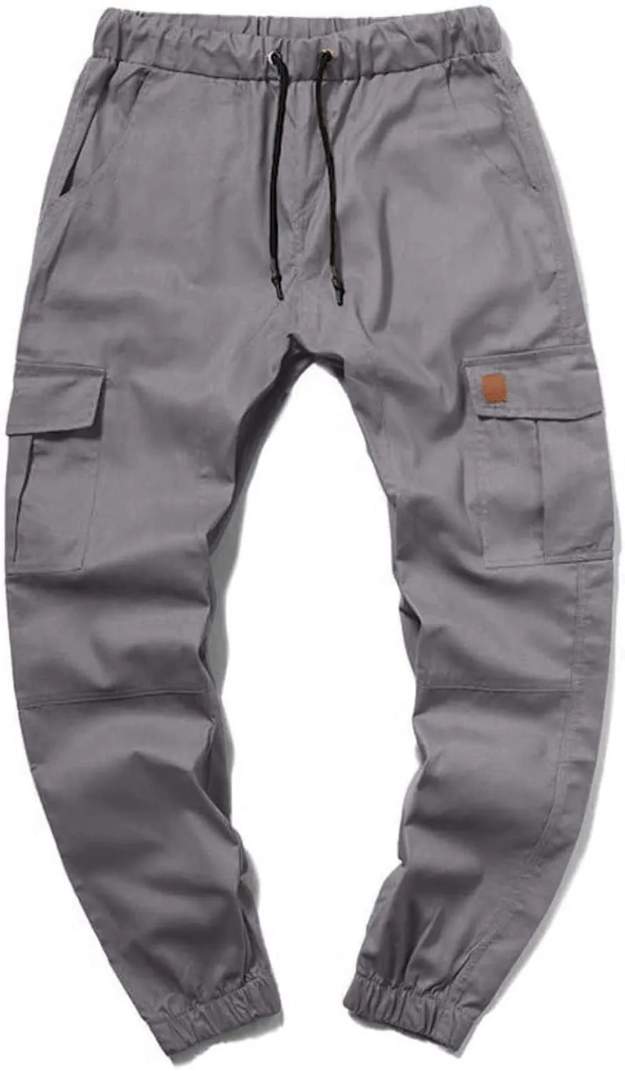 Joggers for Men Big and Tall Slim Fit Cargo Pants Drawstring Elastic Waist Pants Solid Hiking Pants Casual Dress Pants