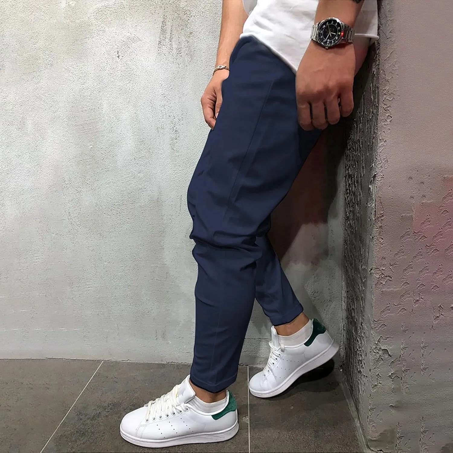Joggers for Men Slim Fit Big and Tall Cargo Pants Drawstring Hiking Pants Elastic Waist Outdoor Pants with Pockets