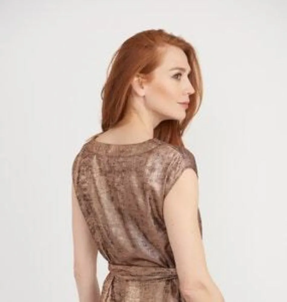 Joseph Ribkoff Sleeveless Shimmer Top Rose Gold Style 203483