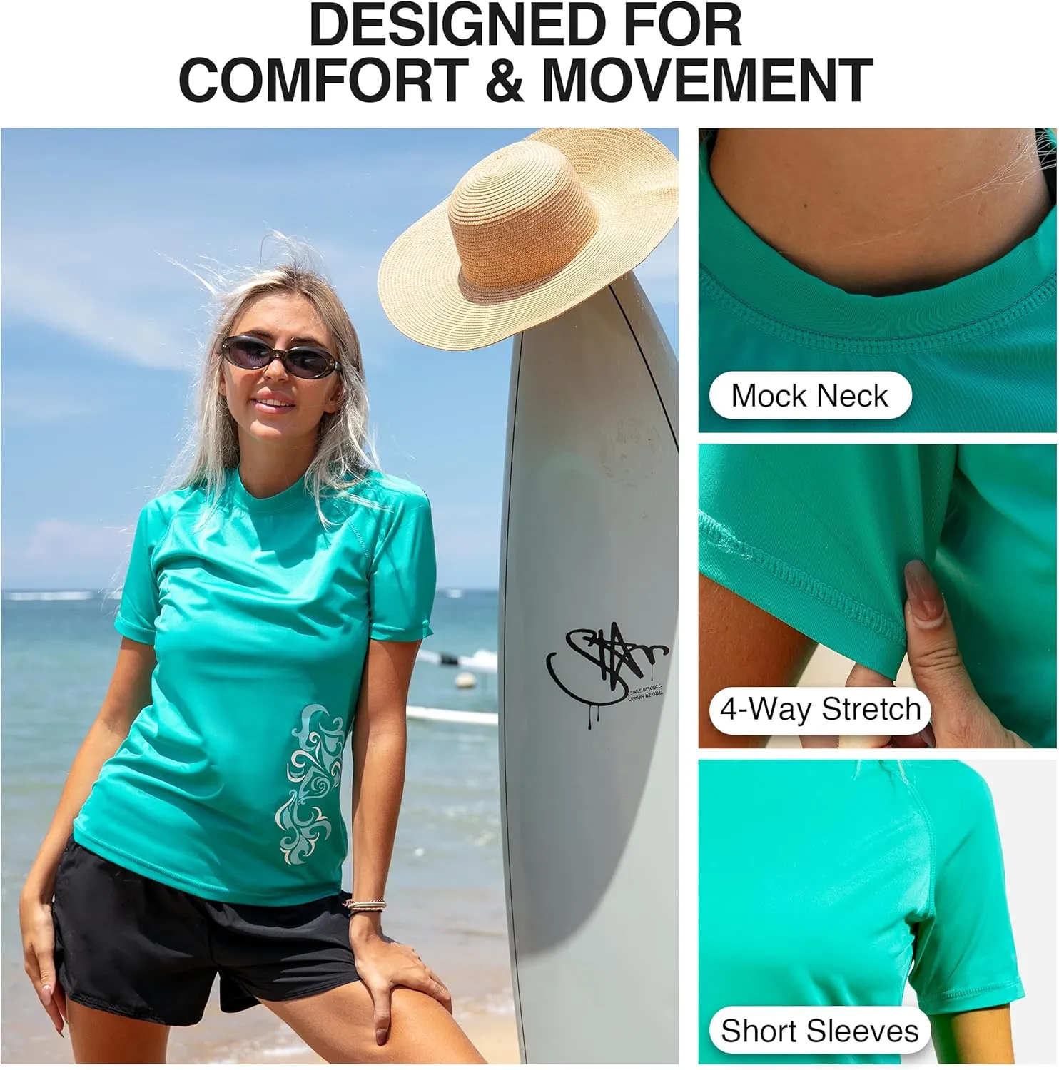 Kanu Surf Women's Breeze UPF 50 Short Sleeved Active Rashguard & Workout Top