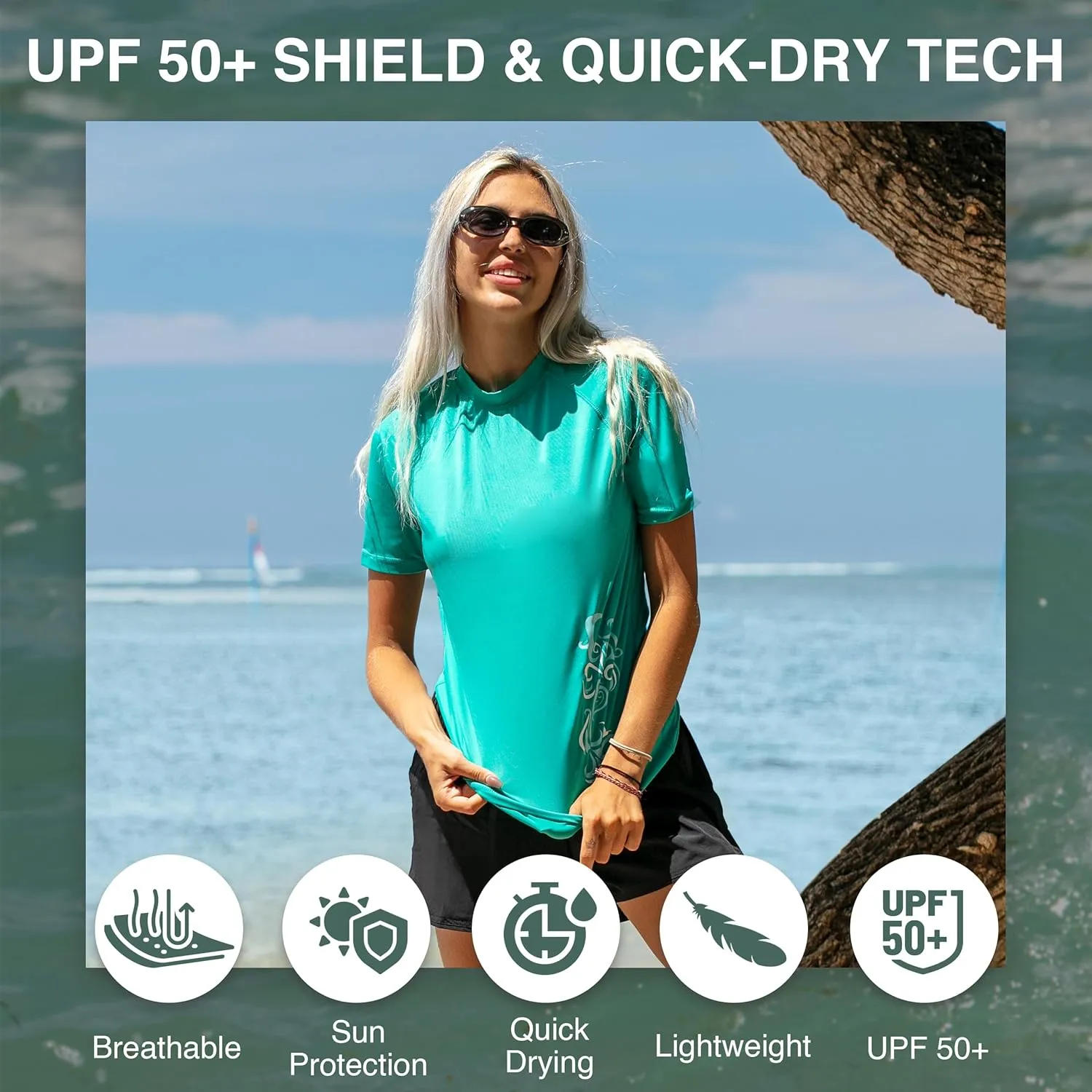 Kanu Surf Women's Breeze UPF 50 Short Sleeved Active Rashguard & Workout Top