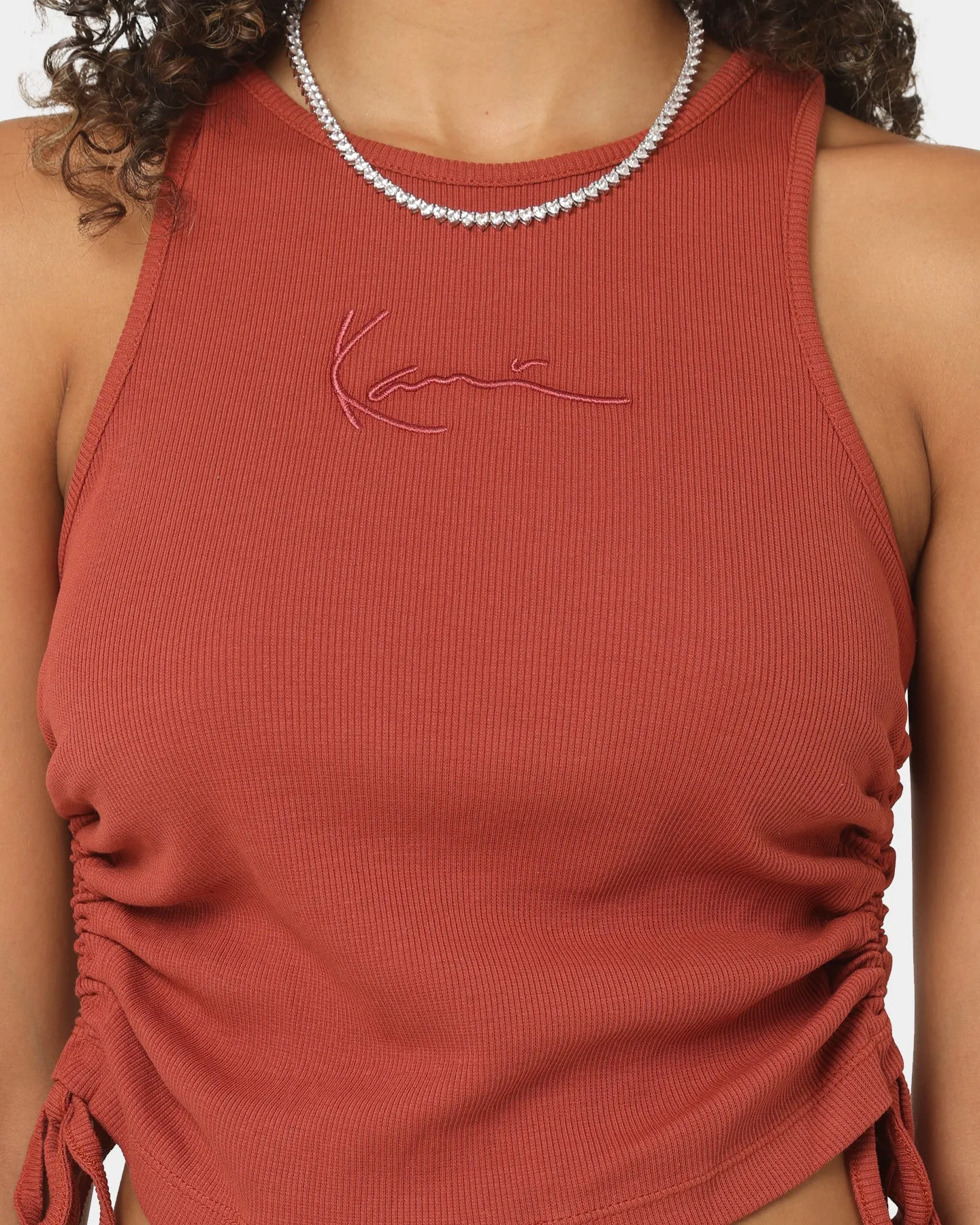 Karl Kani Women's Small Signature Rib Top Red