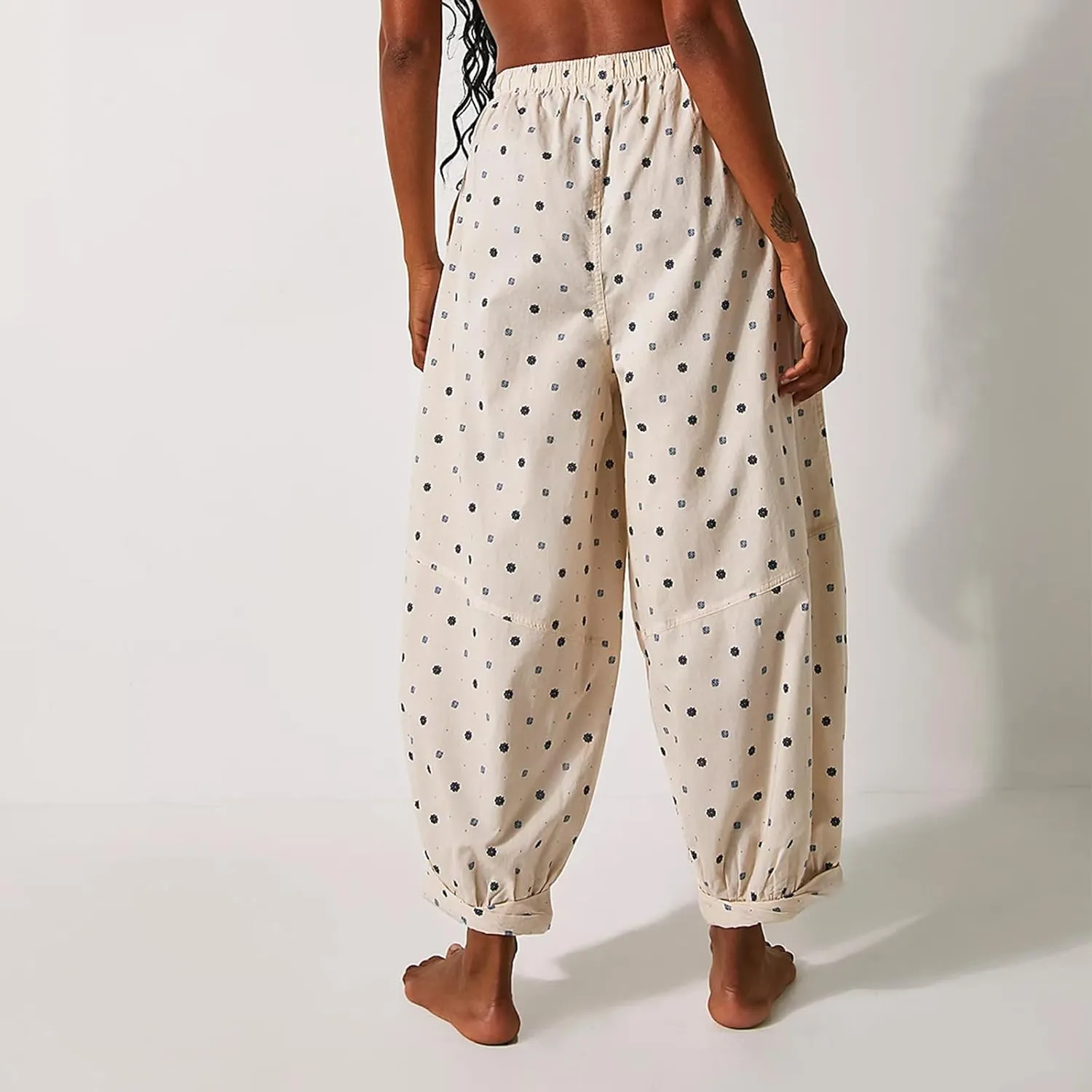 Karwuiio Women's Casual Floral Print Harem Pants Boho High Waist Fall Tapered Pants Trousers with Pockets