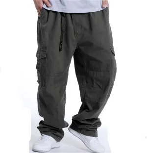 KELYWELL Men Plus Size Cargo Trousers Elastic Waist Loose Cargo Pants Outdoor Dance Pants Loose Baggy Hip Hop Pocket