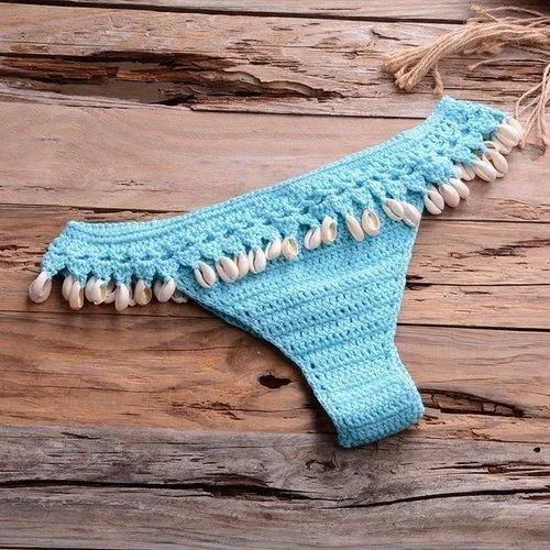 Knitted Shells Tassel Bikini Set