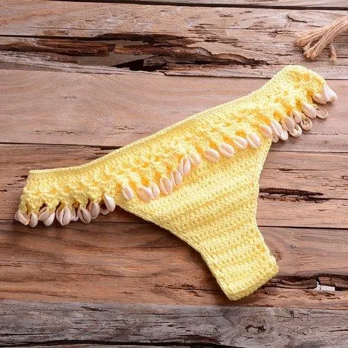 Knitted Shells Tassel Bikini Set