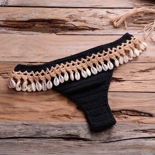 Knitted Shells Tassel Bikini Set