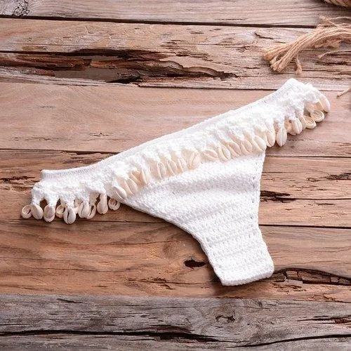 Knitted Shells Tassel Bikini Set