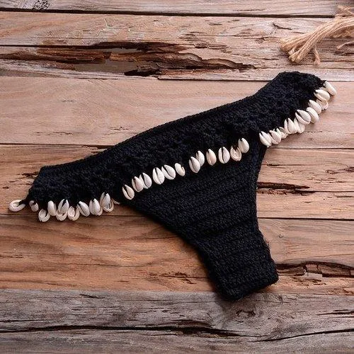 Knitted Shells Tassel Bikini Set