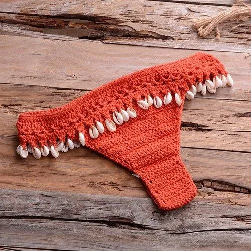 Knitted Shells Tassel Bikini Set