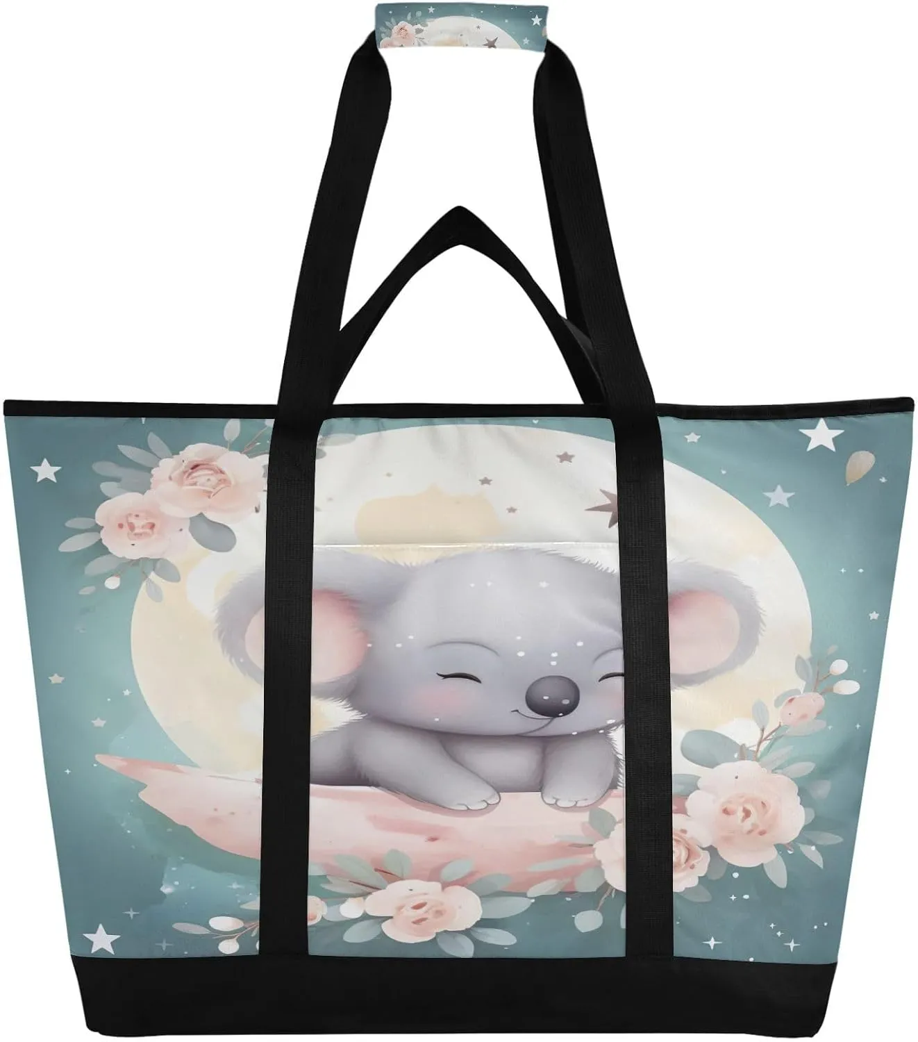 Koala Bear Tote Bag for Women with Zipper Reusable Grocery Bags Foldable Insulated Cooler Bag Handbags Shopping Bags Totes for Groceries Travel Picnic Beach Work