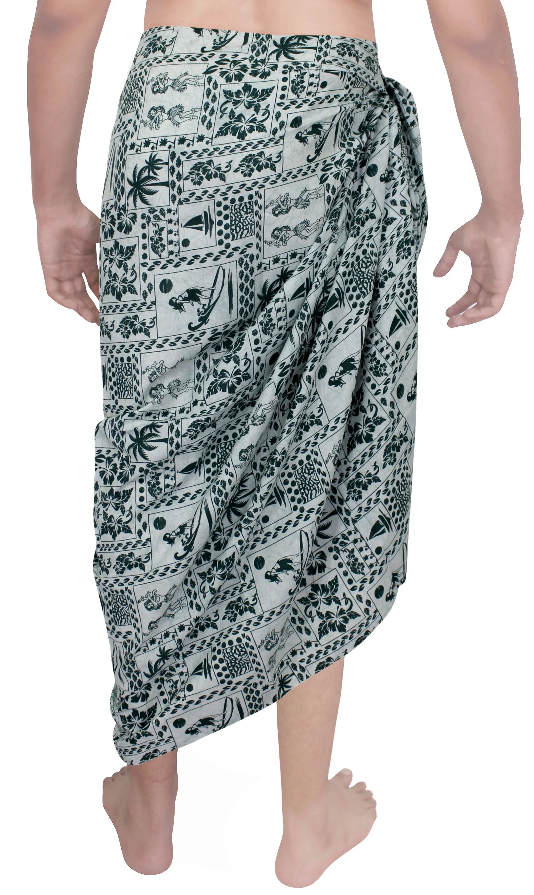 LA LEELA Men's Standard Casual Sarong Long Shower Wrap One Size Green