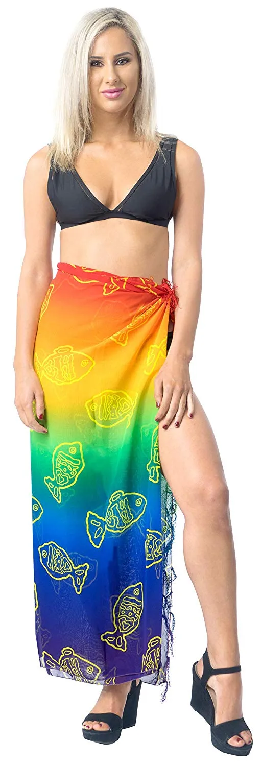 LA LEELA Women Beach Bikini Sarong Cover up Wrap Skirt Dress Printed 22 ONE Size