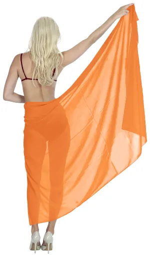 La Leela Women's Bikini Beach Wrap Hawaiian Sarong Swimming Suit Bathing Pareo Beachwear Dress Cover up Long 68"x42" Orange 103212