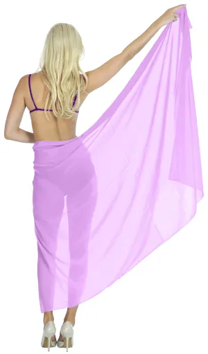 La Leela Women's Bikini Beach Wrap Hawaiian Sarong Swimming Suit Bathing Pareo Beachwear Valentines Day Dress Cover up Long 78"x42" Violet 125564