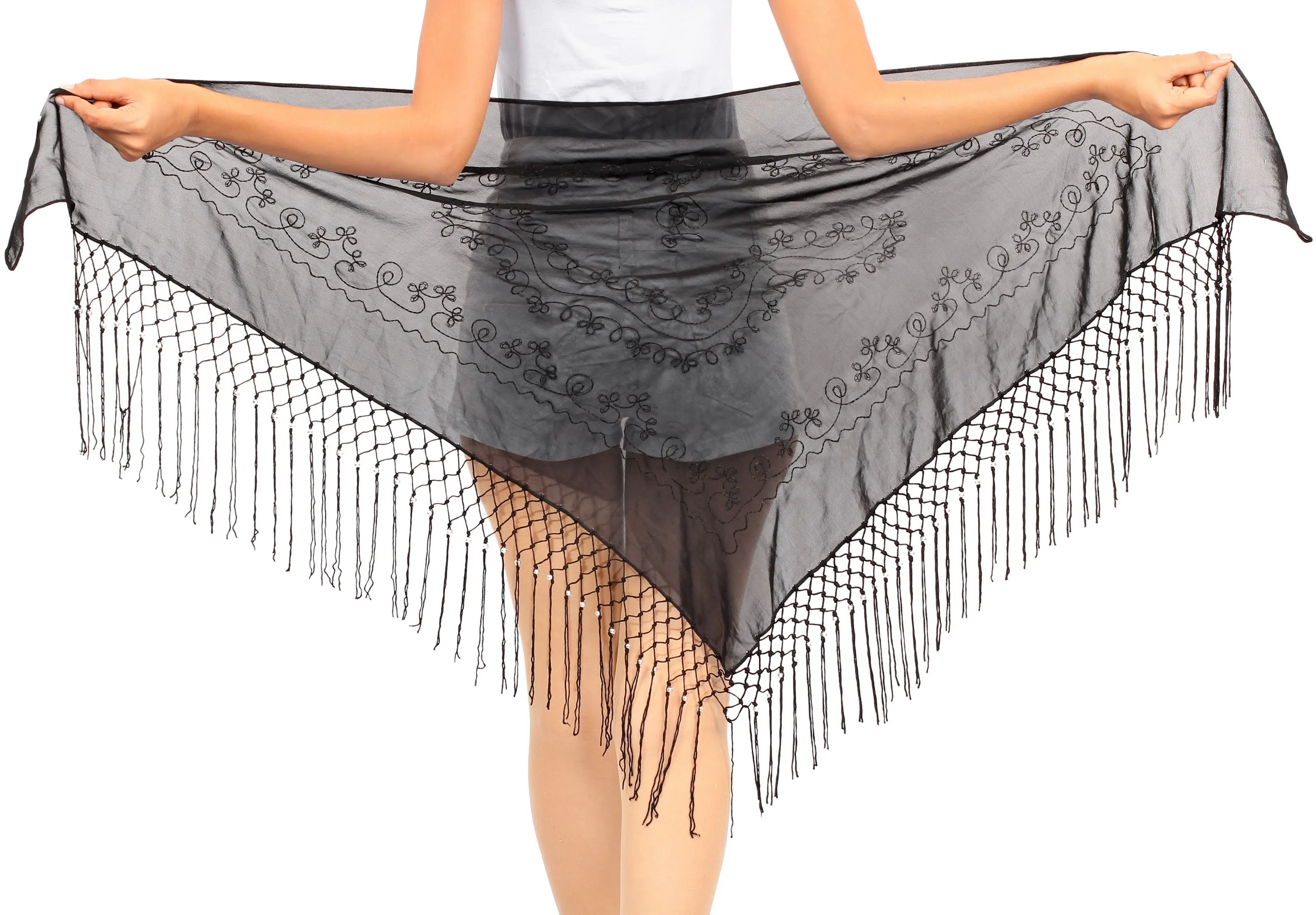La Leela Women's Hawaiian Bikini Beach Wrap Sheer Sarong Swimming Bathing suit Beachwear Swim Dress Pareo Cover up Long 78"X42"  Black 912104