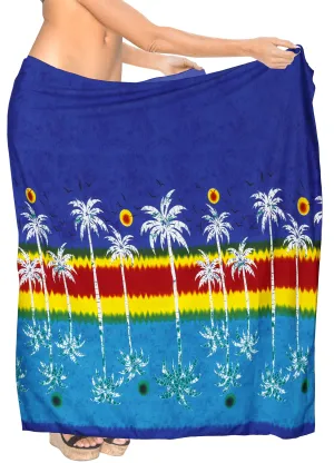 La Leela Women's Hawaiian Bikini Beach Wrap Sheer Sarong Swimming Bathing suit Beachwear Swim Dress Pareo Cover up Long 78"X42"  Blue 911616