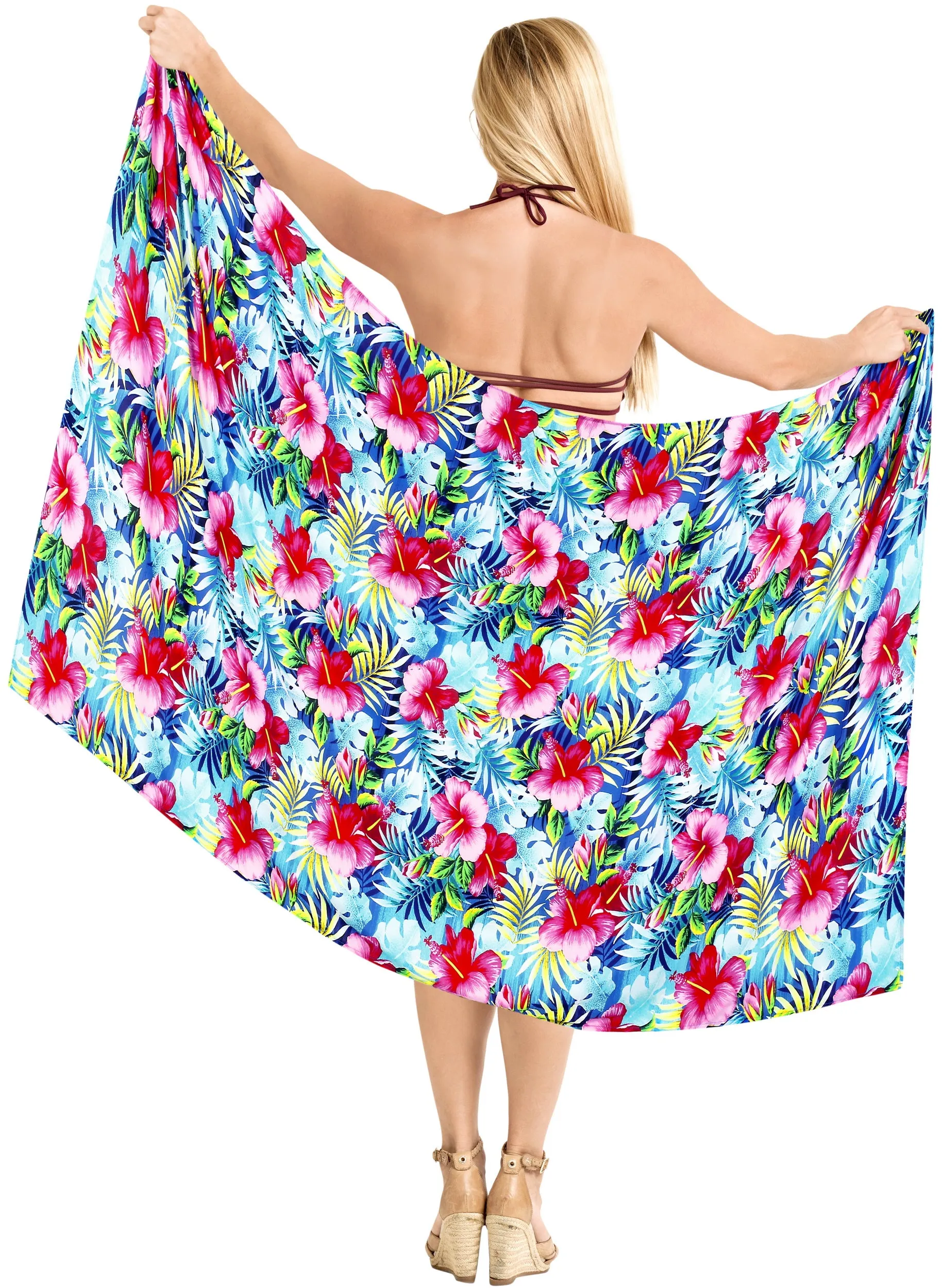 La Leela Women's Hawaiian Bikini Beach Wrap Sheer Sarong Swimming Bathing suit Beachwear Swim Dress Pareo Cover up Long 78"X42"  Multicoloured 908977