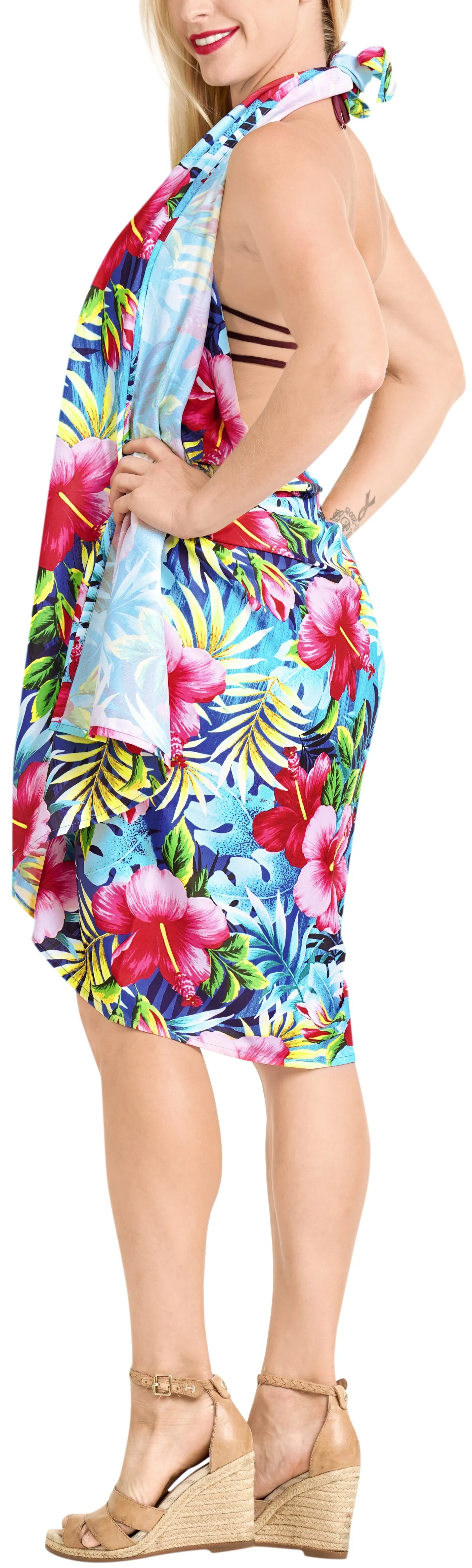 La Leela Women's Hawaiian Bikini Beach Wrap Sheer Sarong Swimming Bathing suit Beachwear Swim Dress Pareo Cover up Long 78"X42"  Multicoloured 908977