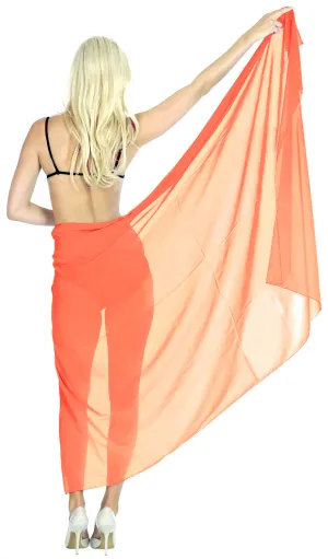 La Leela Women's Hawaiian Bikini Beach Wrap Sheer Sarong Swimming Bathing suit Beachwear Swim Dress Pareo Cover up Long 78"X42"  Orange 124948