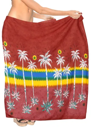 La Leela Women's Hawaiian Bikini Beach Wrap Sheer Sarong Swimming Bathing suit Beachwear Swim Dress Pareo Cover up Long 78"X42"  Red 911615