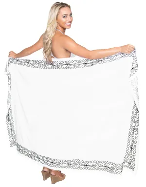 La Leela Women's Hawaiian Bikini Beach Wrap Sheer Sarong Swimming Bathing suit Beachwear Swim Dress Pareo Cover up Long 78"X42"  White 115463
