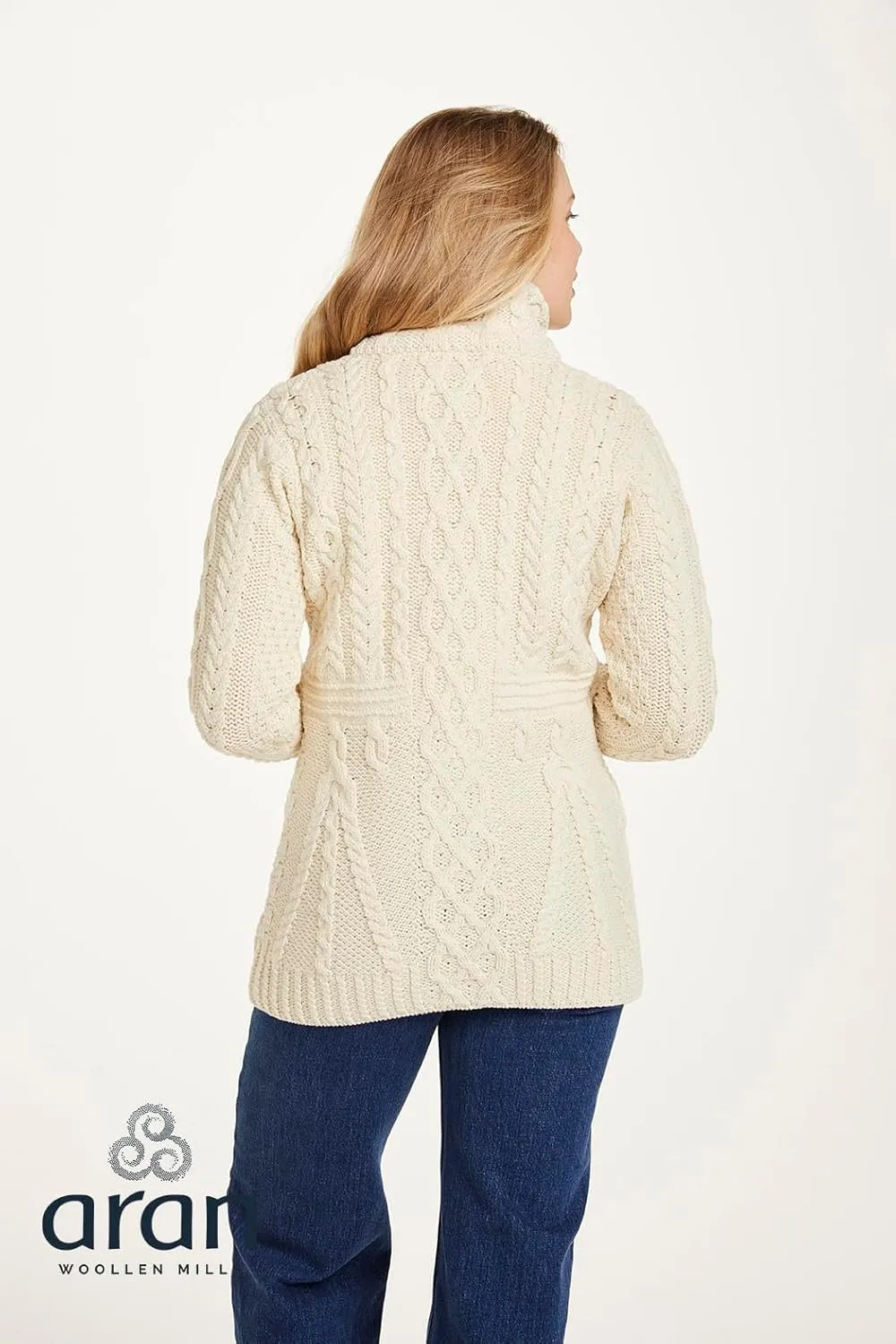 Ladies Irish Zipper Wool Cardigan