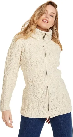 Ladies Irish Zipper Wool Cardigan